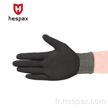 Gants de protection de protection HESPAX plongés en nitrile anti-coupe trempé